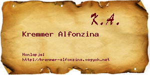 Kremmer Alfonzina névjegykártya